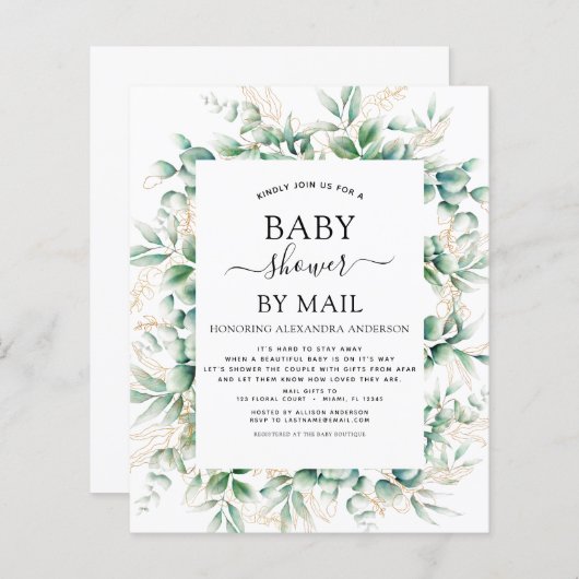 Budget Baby Dusche von Mail Eucalyptus Geometric (Vorne/Hinten)