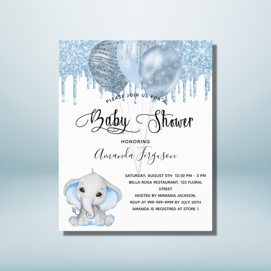 Budget Baby Duwer Elefantenjunge Blue Einladung