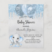 Budget Baby Duwer Elefantenjunge Blue Einladung (Vorderseite)