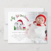 Budget Baby First Christmas Elephant Foto Card (Vorderseite)