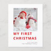 Budget Baby First Christmas Foto Weihnachtskarte (Vorderseite)