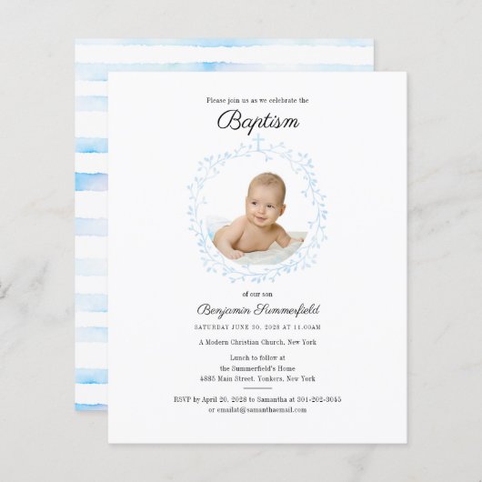 Budget Baby Foto Baptism Religious Event Einladung (Vorne/Hinten)