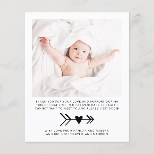 Budget Baby Foto Birth Ankündigung (Rückseite)