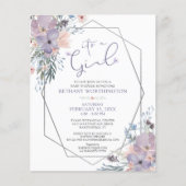 Budget Baby Girl Dusche Lila Floral Einladung (Vorderseite)