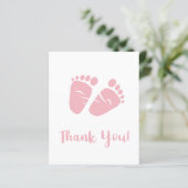 Budget Baby Girl Feet Pink Dusche Danke Karte (Stehend Vorderseite)