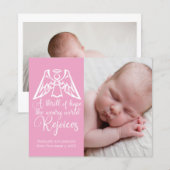 Budget Baby Girl Foto Pink Angel Weihnachtskarte (Vorne/Hinten)