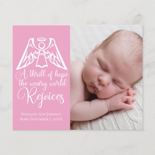 Budget Baby Girl Foto Pink Angel Weihnachtskarte (Vorderseite)