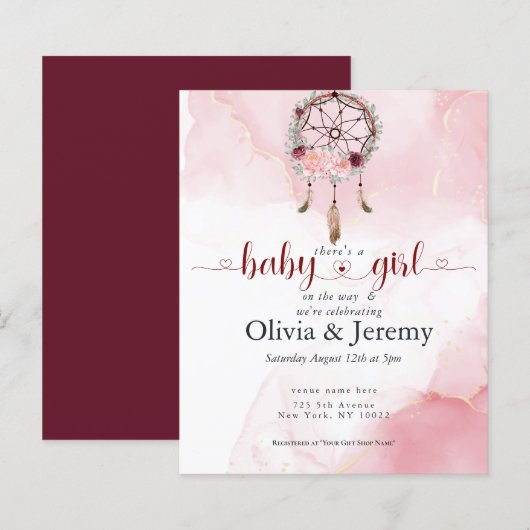 Budget Baby Girl on Way Pink Dream Catcher (Vorne/Hinten)