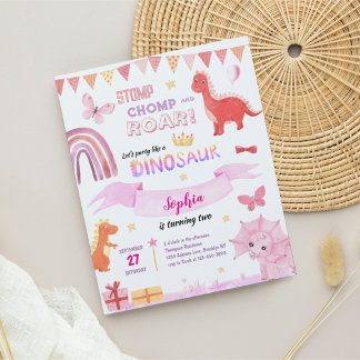 BUDGET Baby Girl Pink Dino Dinosaur Kindergeburtst