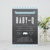 Budget Baby GRILLEN Blue Co-ed Baby Dusche Einladu (Stehend Vorderseite)