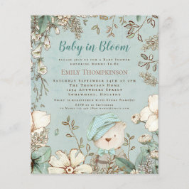 Budget Baby in Bloom Bear Boy Baby Dusche einladen