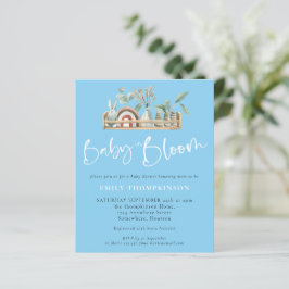 Budget Baby in Bloom Boho Blue Baby Dusche einlade