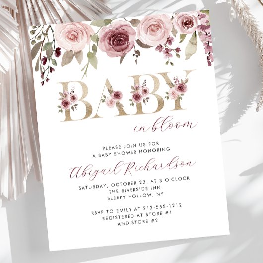 Budget Baby in Bloom Burgundy Blush Baby Dusche