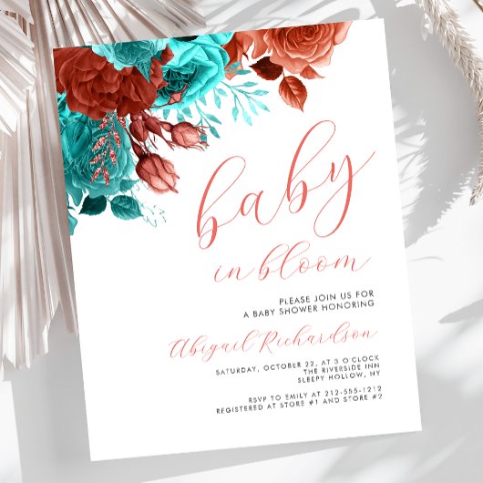 Budget Baby in Bloom Coral Aquamarin Floral Baby D