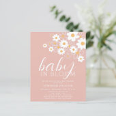 Budget Baby in Bloom Daisy Pink Baby Dusche Einlad (Stehend Vorderseite)