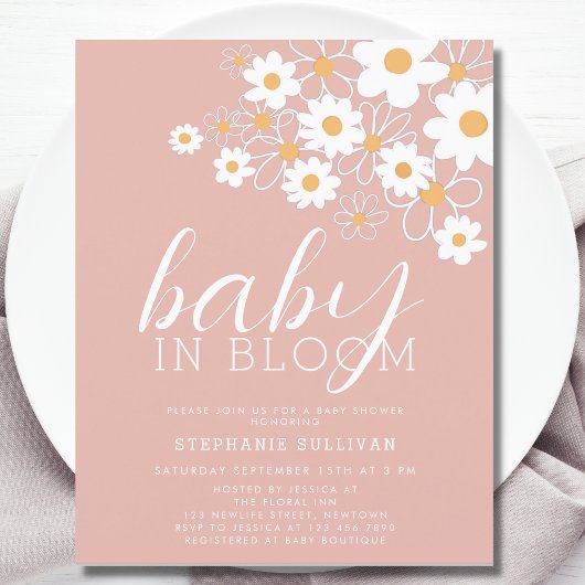 Budget Baby in Bloom Daisy Pink Baby Dusche Einlad