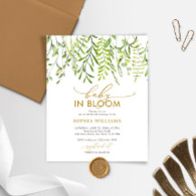 Budget Baby in Bloom Green Baby Dusche Einladung