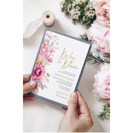 Budget Baby in Bloom Lila Baby Dusche Einladung