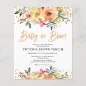Budget Baby in Bloom Orange Baby Dusche Einladung (Vorderseite)