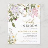 BUDGET Baby in Bloom Wilflowers Dusche Einladung (Vorderseite)