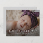 Budget Baby name 3 Foto Geburtsankündigung (Vorne/Hinten)