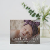 Budget Baby name 3 Foto Geburtsankündigung (Stehend Vorderseite)