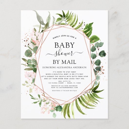 Budget Baby Shower by Mail Greenery Eucalyptus Flyer (Vorne)