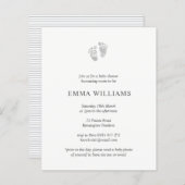 Budget Baby Shower Einladung Grau Footprint (Vorne/Hinten)