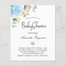 Budget-Baby-Shower-Einladung Junge blaue floral