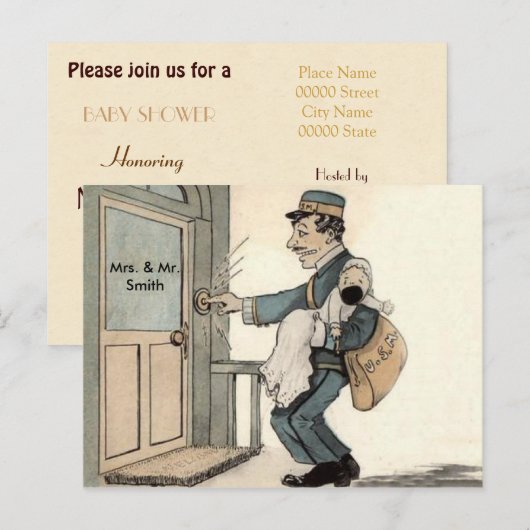 Budget BABY SHOWER Einladung neutral (Vorne/Hinten)