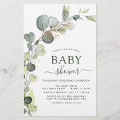 Budget Baby Shower Greenery Eucalyptus Einladungen (Vorderseite)
