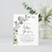Budget Baby Shower Greenery Eucalyptus Einladungen (Stehend Vorderseite)