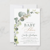Budget Baby Shower Greenery Eucalyptus Einladungen (Vorderseite)