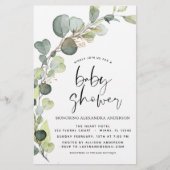 Budget Baby Shower Greenery Eucalyptus Einladungen (Vorderseite)