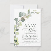 Budget Baby Shower Greenery Eucalyptus Einladungen (Vorderseite)
