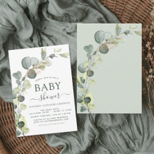 Budget Baby Shower Greenery Eucalyptus Einladungen