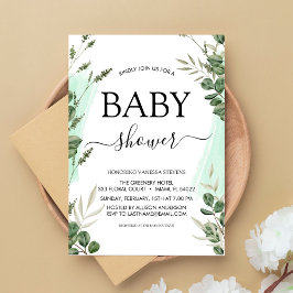 Budget Baby Shower Greenery Eucalyptus Einladungen