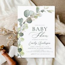 Budget Baby Shower Greenery Eucalyptus Einladungen