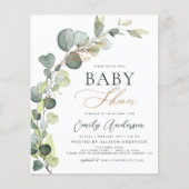 Budget Baby Shower Greenery Eucalyptus Einladungen (Vorderseite)