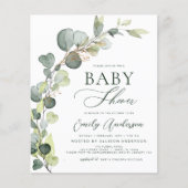 Budget Baby Shower Greenery Eucalyptus Einladungen (Vorderseite)