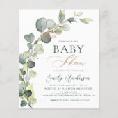 Budget Baby Shower Greenery Eucalyptus Einladungen Flyer (Vorne)