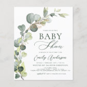 Budget Baby Shower Greenery Eucalyptus Einladungen Flyer (Vorne)