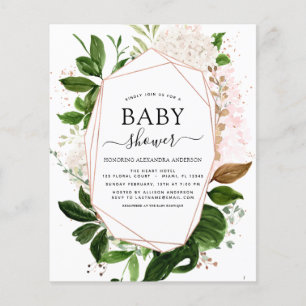 Budget Baby Shower Grüne Botanische Geometrie Flyer
