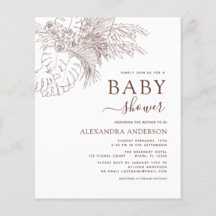 Budget Baby Shower Minimalist Pampas Gras Boho F Flyer