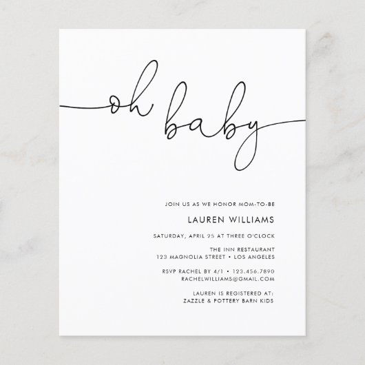 Budget Baby Shower Sonogram Foto Einladung Flyer (Vorne)