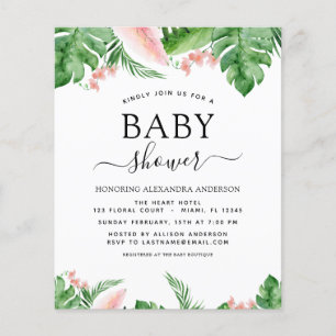 Budget Baby Shower Tropische Palme Floral Wasserfa Flyer