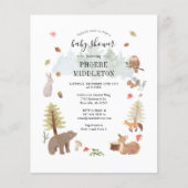 Budget Baby Shower Woodland Tiere Einladung (Vorderseite)