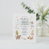 Budget Baby Shower Woodland Tiere Einladung (Stehend Vorderseite)