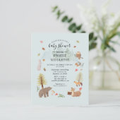 Budget Baby Shower Woodland Tiere Einladung (Stehend Vorderseite)
