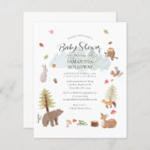 Budget Baby Shower Woodland Tiere Einladung (Vorne/Hinten)